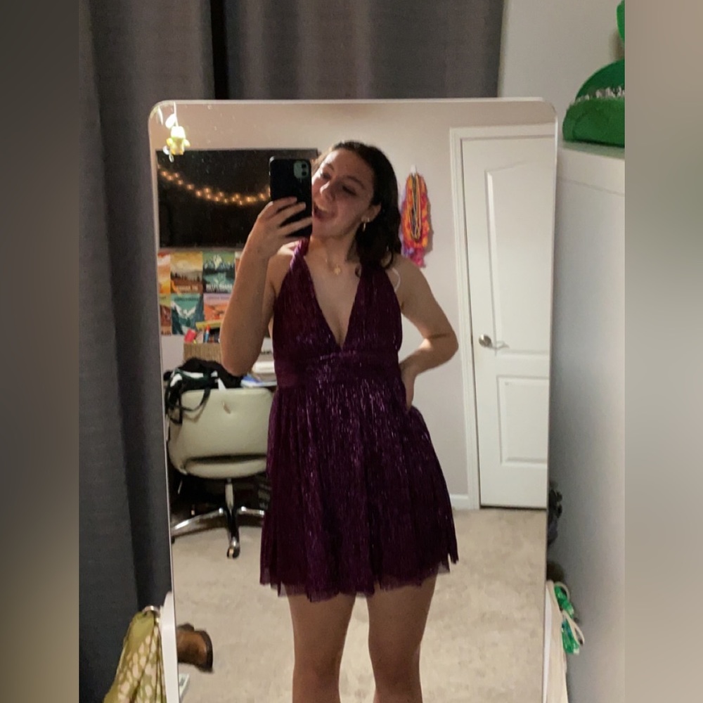 lulus metallic purple dress